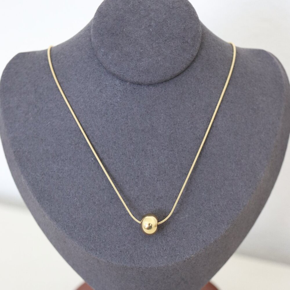 Bead Pendant Snake Chain Necklace Stainless Steel